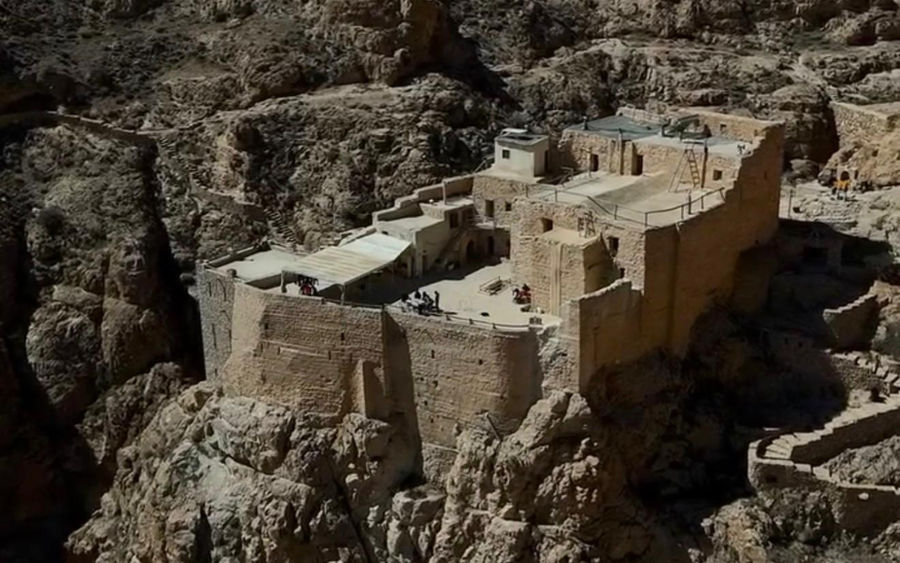 Deir Mar Musa monastery on its cliff