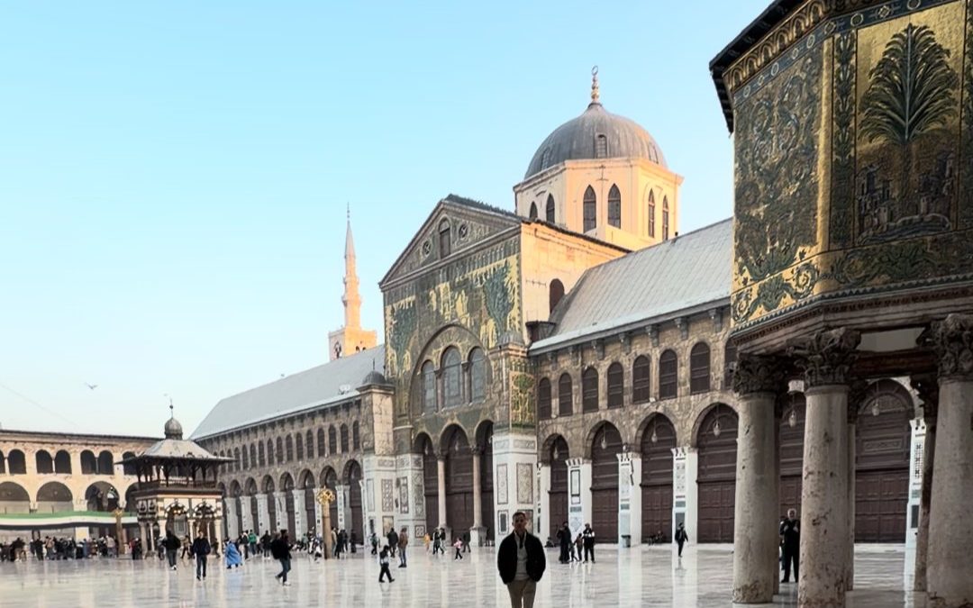 The courtyard of the Umayyad Mosque in Damascus